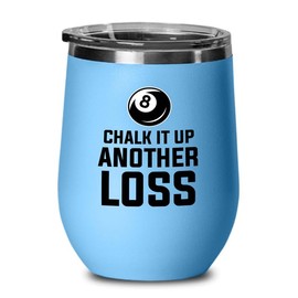 Billiard Blue Edition Wine Tumbler 12oz - Chalking up - Pool Player Gifts Table Rail Balls Chalk Cue Sticks