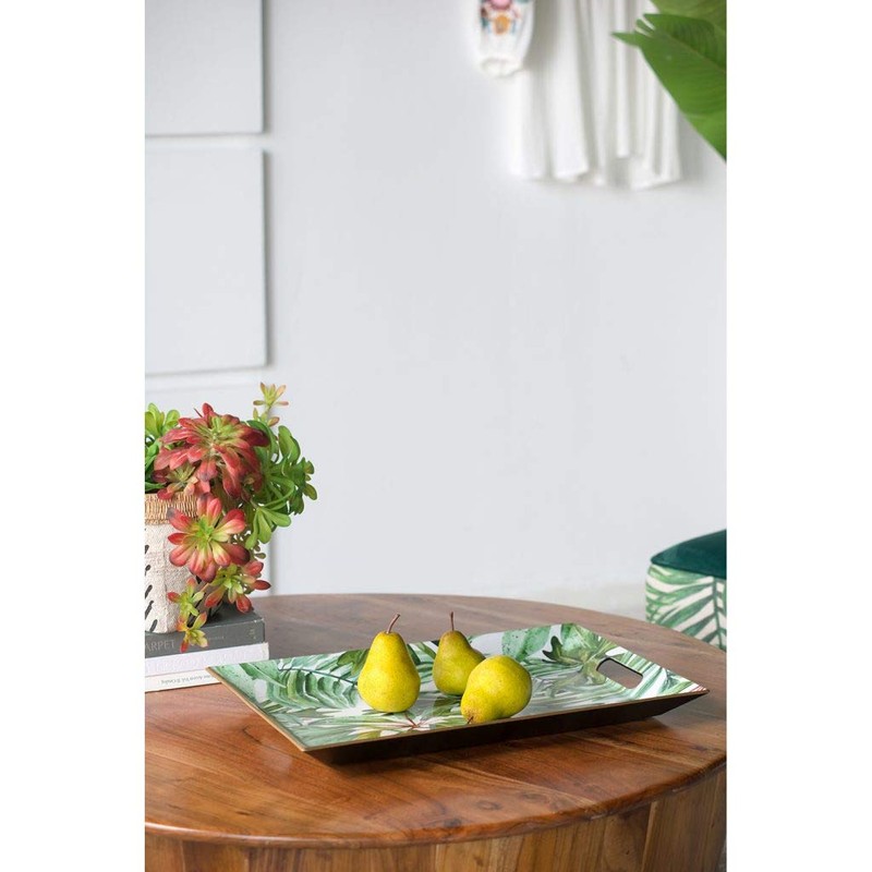 A & B Home Decorative Breakfast Tray Green Leaf Print