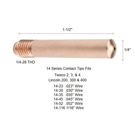 STARTECHWELD 14-35 Mig Welding Contact Tips For Tweco 2 3 4 & Lincoln Magnum 200 300 400 Guns (14 Series) (25 Pack) (14-35)