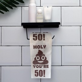 Happy 50th Birthday Decorations Gifts for Women Men Her Him, Cool 50 Year Old Birthday Gift Ideas, 3 Ply Funny Holy Prank Toilet Paper Roll Bathroom Decor, Cheer to 50 Bday Party Supplies Favors
