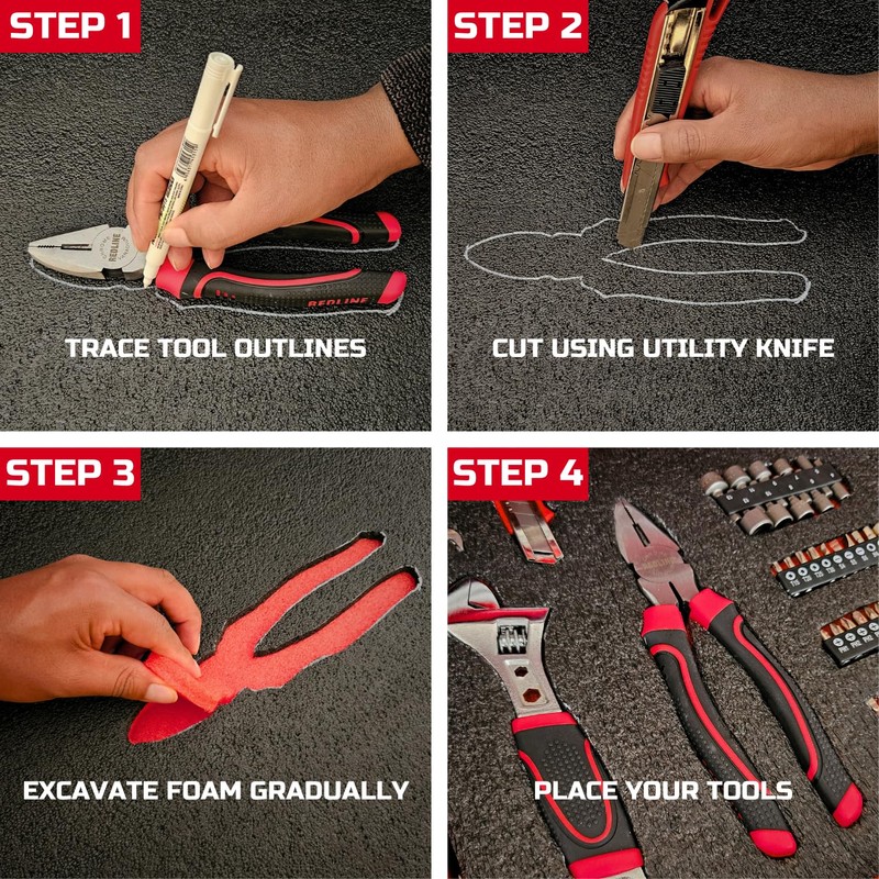 ONREVA Tool Box Foam, 3Pack 45x22x1 inch, Foam Inserts for