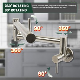 ST.Thomas Pot Filler Faucet Brushed Nickel Finish Commercial Wall Mount Stove Kitchen Faucet (Brushed Nickel)