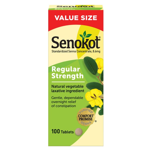 Senokot Senokot Regular Strength Tablets Natural Vegetable Laxative Ingredient, 100