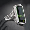 HengSun 925 Sterling Silver Ring with Simulation Emerald Openwork Arabesque