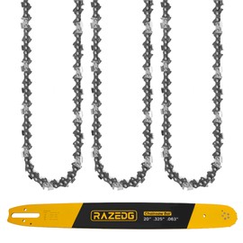 RazEdg 20 Inch Chainsaw Bar and Chain Combo, .325" Pitch, 063" Gauge, 81 Drive Links Fits Stihl MS290 MS271 MS291 MS261 MS270 MS280 024 026 028 029 030 036 039 and More (1 Bar + 3 Chains)