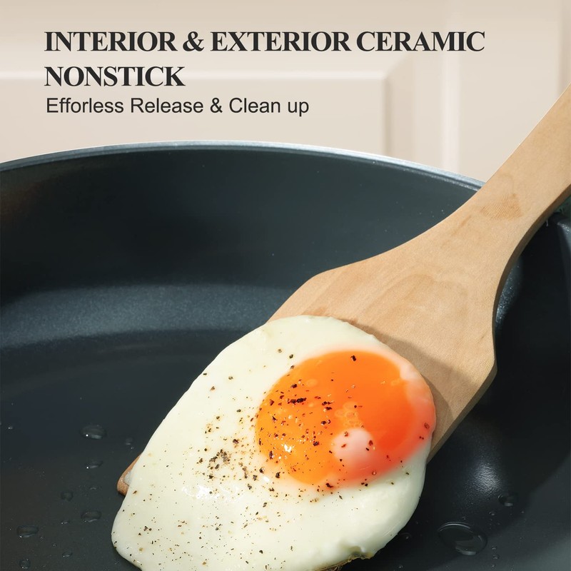 PRICUSIS Nonstick Ceramic Frying Pan, 8/10/12 Inch Non Toxic Skillet,