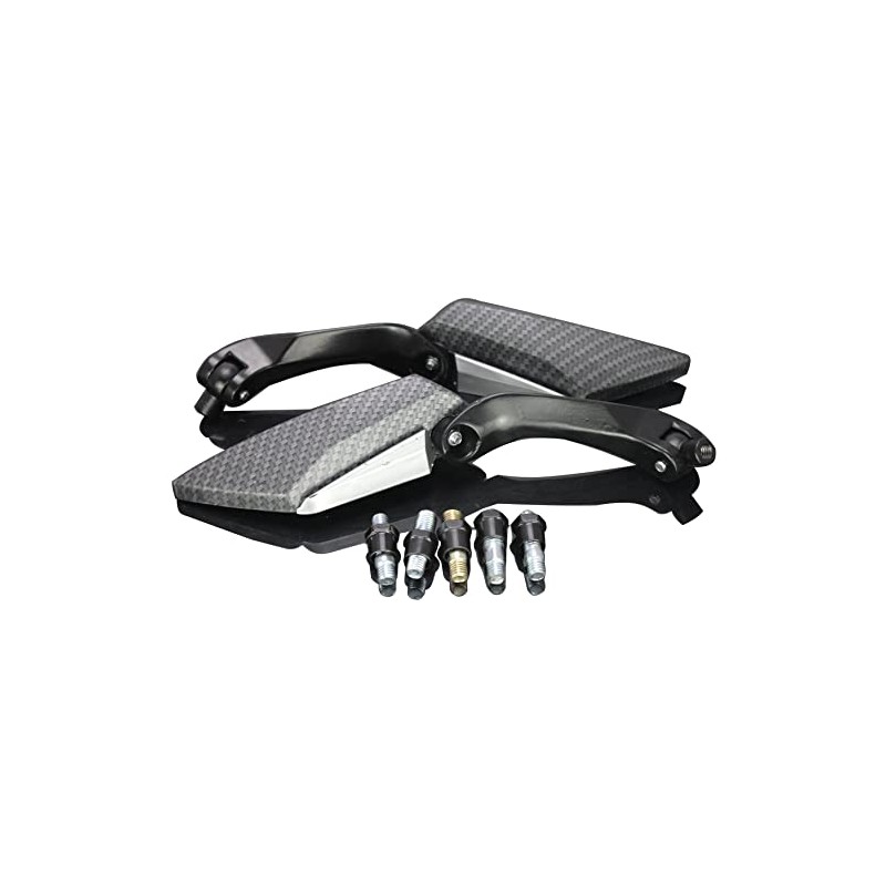 MotorToGo 1Pair Black Carbon Mini Motorcycle Mirrors Compatible for 2014