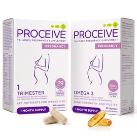 Proceive® Pregnancy Trimester 1 (1-12 Weeks) Vitamin & Mineral Supplements Bundle - 60 Capsules - with Proceive Pregnancy Omega 3