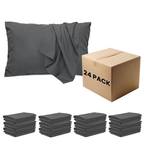 LINENLINE 24 Pack Pillowcases Queen Size with Envelope Closure, Soft