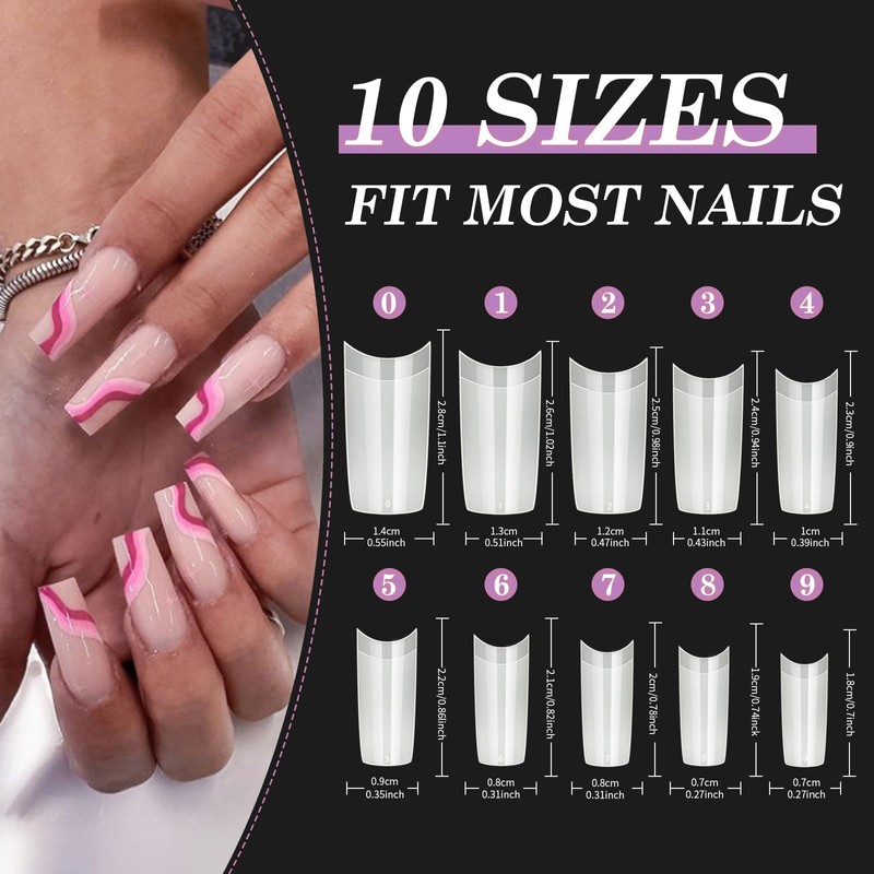 Venares Artificial Fingernails Natural 500 Pieces False Art Full Coffin