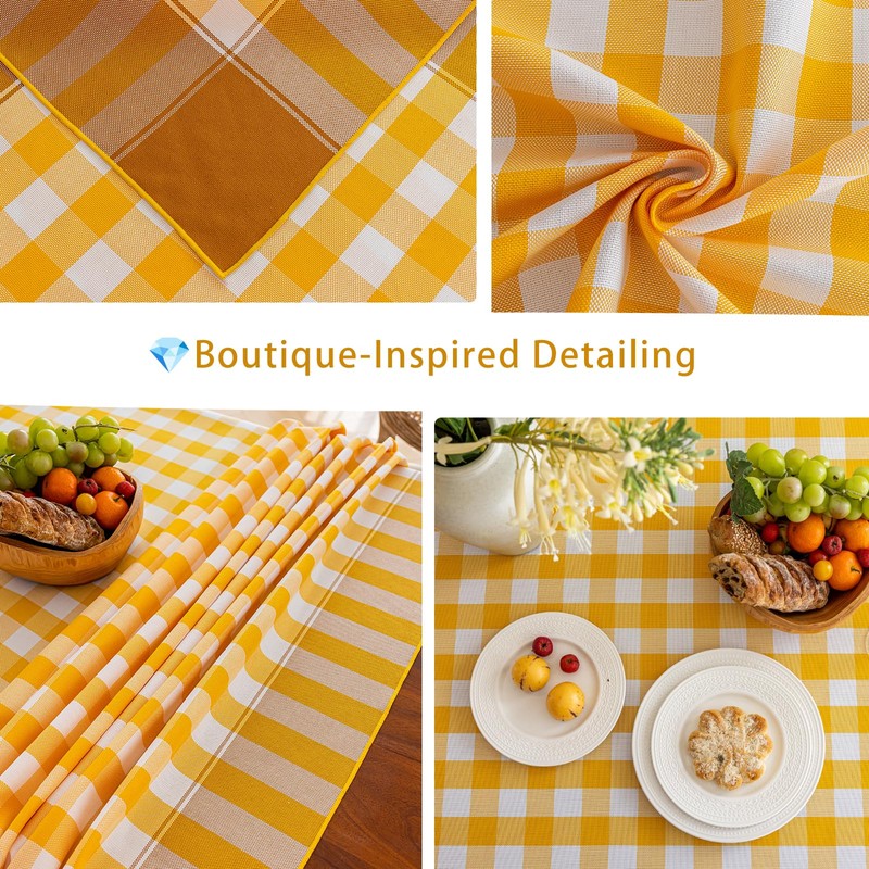 Midsummer Breeze Sunny Country Yellow Gingham Tablecloth Rectangle 60”x75”