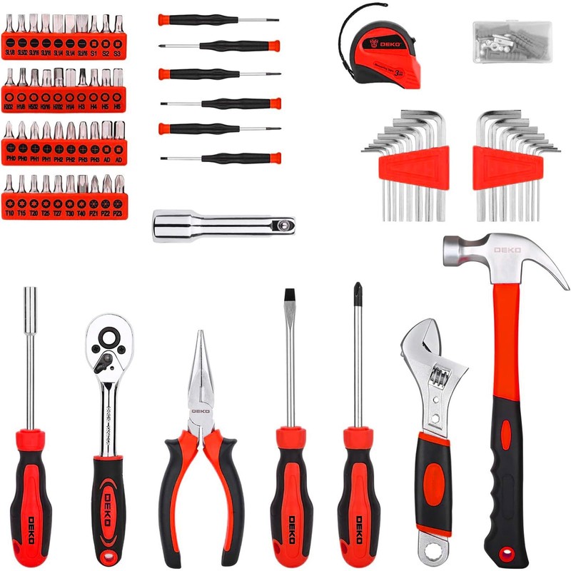 DEKOPRO Tool Set:158 Piece Home Tool Kit, Household Basic Repair