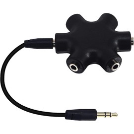 leeyovk Multi Earphone Splitter 3.5mm Earphone Jack Splitter Earphone Splitter 3.5 Audio 5 Output 6 Pin Female Connector Audio Earphone Plug with 3.5mm Stereo Extension Wire (Black)