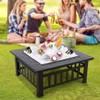 Yaheetech Multifunctional Fire Pit Table 32in Square Metal Firepit Stove