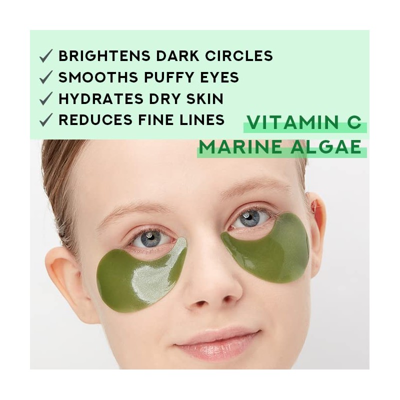 Parches para ojos de hidrogel de retinol y colágeno, Verde