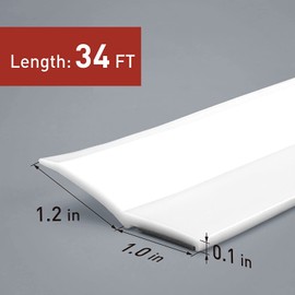 FOSLUOC Garage Door Seal Top and Side Seal Strip 34FT White Adhesive Backed Rubber Weather Stripping Replacement Weatherproofing Universal Sealing(White)