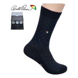 Men's 3-Pair Long Crew Dress Socks with Logo Embroidery - Gentleman's Style 3 Pairs 1 Set - 26cm
