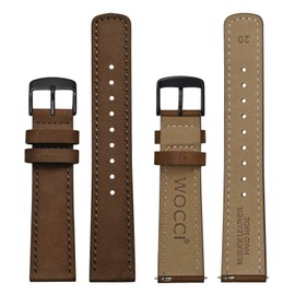 WOCCI 22mm Retro Leather Watch Band for Men and Women, Quick Release Replacement Strap with Black Buckle (Dark Brown)