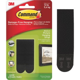 Command Black Picture Hanging Strips, 4 pairs (8 strips), Indoor Use, Medium (17201BLK-ES)