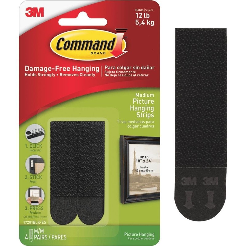 Command Black Picture Hanging Strips, 4 pairs (8 strips), Indoor