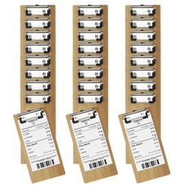 PATIKIL Wood Check Presenters Guest Check Book Waitress Server Note Pads for Cafes Restaurant, 8" x 4" (Light Brown), 30Pcs