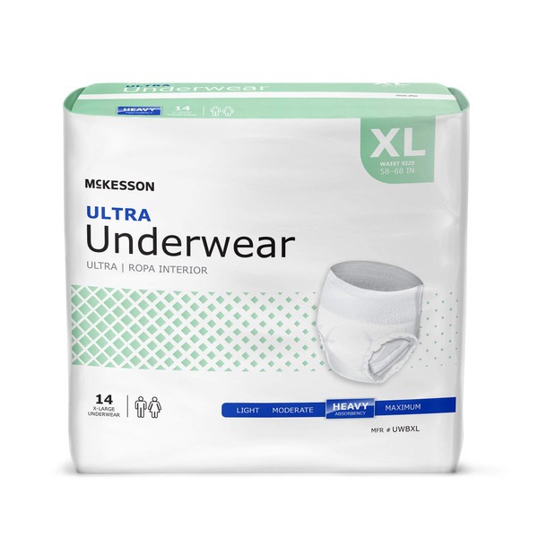 McKesson Ultra Underwear, Incontinence, Heavy Absorbency, XL, 14 Count