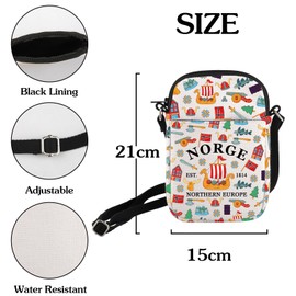 HOLLP Norway Travel Crossbody Bag Norwegian Gift NorgeSmall Sling Bag Souvenirs Gift Norway Pride Gift (NORGE)