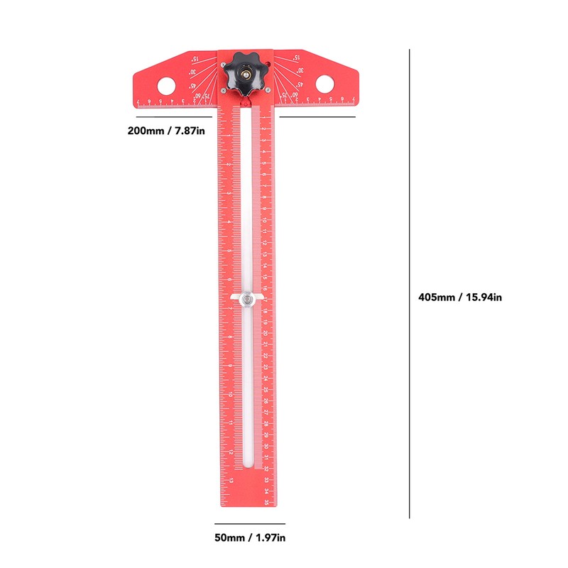 T Square Ruler Protractor for Crafting Aluminum Alloy Woodworking Scriber