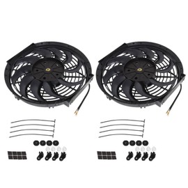 LABLT 12 Inch Slim Fan Push Pull Electric Radiator 12V 80W Performance Cooling Fan Mount Kit Black 2 Pcs