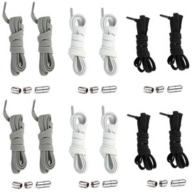 Gentpovth 6 Pairs Elastic Shoelaces, Black / White / Grey