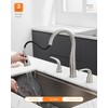 TIORIY 3 Hole Kitchen Faucet with Pull Down Sprayer, Brushed