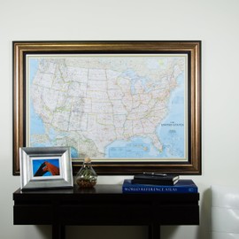 Craig Frames Wayfarer, Classic United States Push Pin Travel Map, Antique Copper and Black Frame with Pins, 24 by 36-Inch