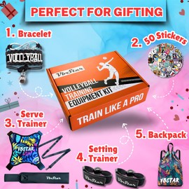 VbStar Volleyball Training Equipment Aid - Practice Your Serving, Setting & Spiking with Ease, Great Solo Serve & Spike Trainer for Beginners & Pro, Perfect Volleyball Gift (Single)