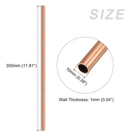 METALLIXITY Copper Tube Copper Hose Copper Tube 10mm OD x 1mm T x 300mm L 2pcs Straight Tube for Furniture Machinery DIY Handicrafts