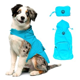 fabdog Dog Raincoat - Packable Waterproof Nylon Rain Coat for Dogs - Bright, Stylish Dog Rain Jackets | Blue Medium