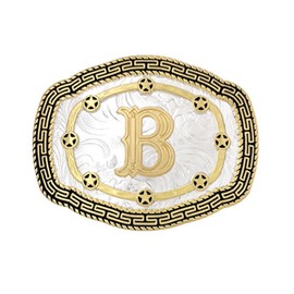 Seternaly Large Golden Initial Belt Buckle Western Cowboy Belt Buckle with Letter ABCDMRJ to Z for Men Women Boys Girls