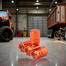 Orange Tire Valve Stem Caps, Heavy-Duty Tire Valve Caps, Dust Proof Airtight Air Caps Cover, Aluminum Alloy Wheel Caps, Tires Accessories, Cars, Bike, Trucks and Motorcycles,Valve Stems and Caps
