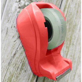 Dispensador de cinta antideslizante, cortador de rollo de cinta adhesiva para computadora, color rosa fuerte, dispensador de cinta de computadora de oficina pequeña, resistente de 3/4 pulgadas