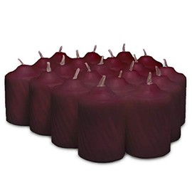 Burgundy Mulberry Scented Votive Candles - 15 Hour Long Burn Time - Textured Finish - Box of 20