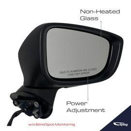 Spieg MA1321184 Passenger Side Mirror for 2017-2018 Mazda 3 | Right Side View Mirror Assembly with Power Adjustment Non-Heated Glass Manual Folding Turn Signal Light | Paint to Match Black Cover 5Pins