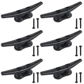 BALAVA 4 inch Electrophoretic Coated Black Dock Cleats, Boat Cleat for Dock Tie Down or Nautical Decor, Including Hardware- (6 Pack)