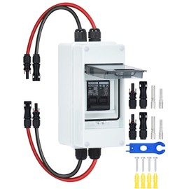 DIHOOL Interruptor de desconexión de paneles solares de 60 amperios, interruptor de circuito en miniatura de 1000 V, caja de interruptor pequeño para exteriores