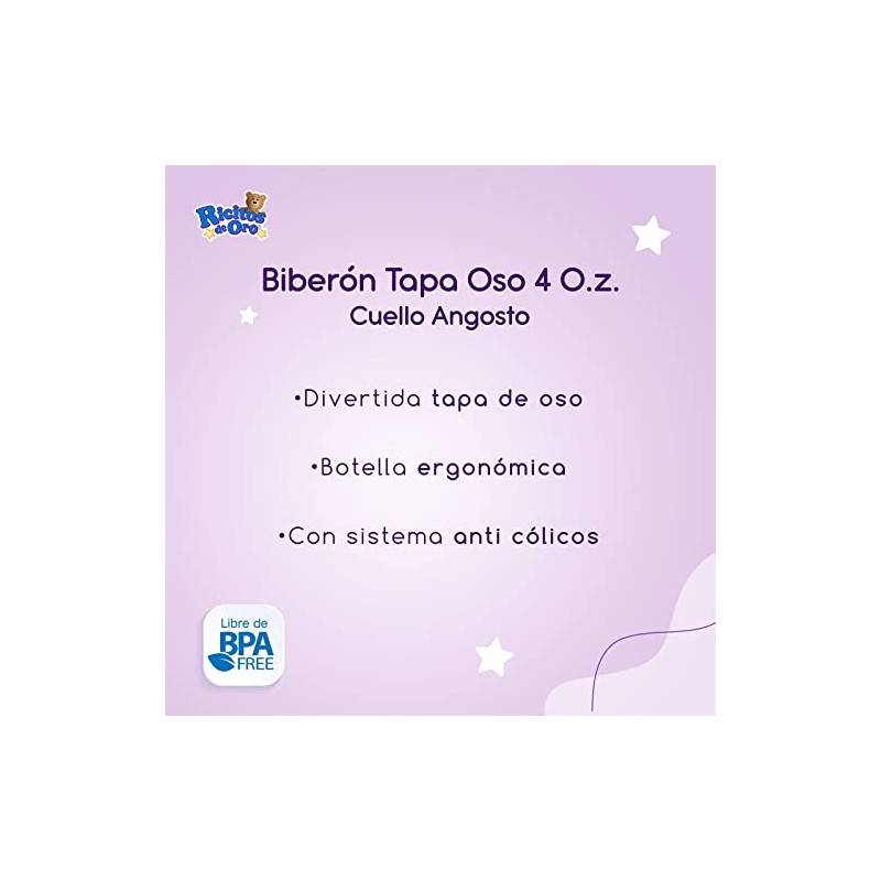 Ricitos de Oro Biberón Ricitos De Oro Cuello Angosto 4oz,