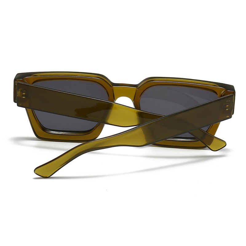 JCTAIFOO Vintage Rectangle Sunglasses for Women Men Retro Rectangular Chunky