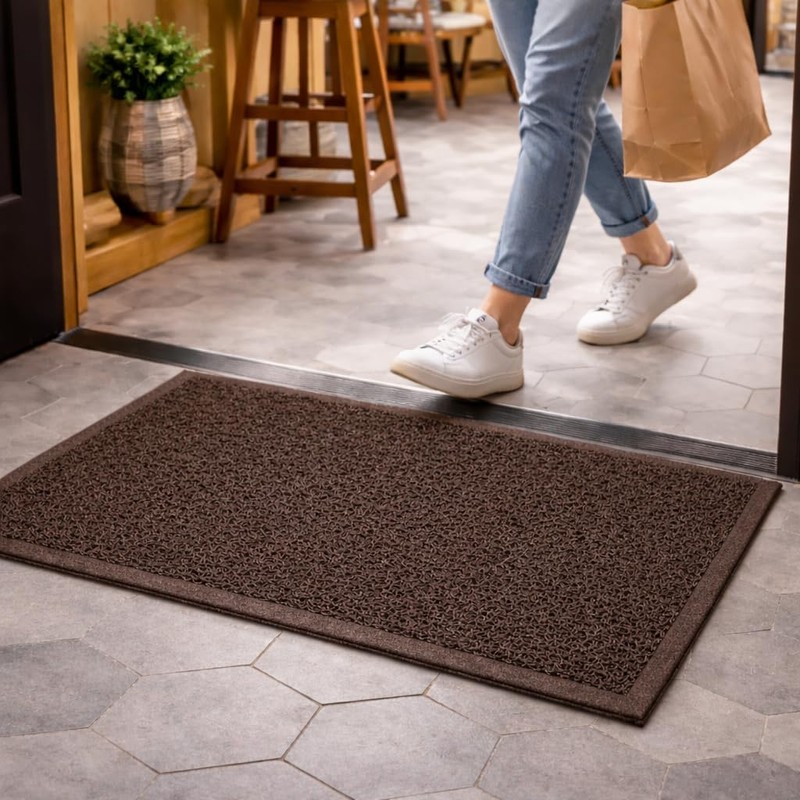 Genérico Tapete Liso 90 X 60 Cm Atrapa Polvo (Brown,