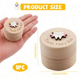 Yewseas Tooth Fairy Box with 3D Carving Wooden Lost Teeth Box Cute Storage Box for Kids Gift for Boys and Girls on Birthdays, Baby Showers and Other Occasions