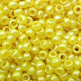 Yellow Pearl Pony Crow Beads Large Hole Made in USA 6x9mm