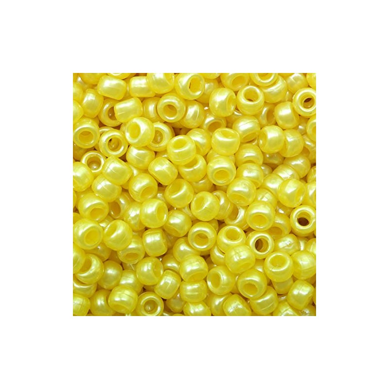 Yellow Pearl Pony Crow Beads Large Hole Made in USA