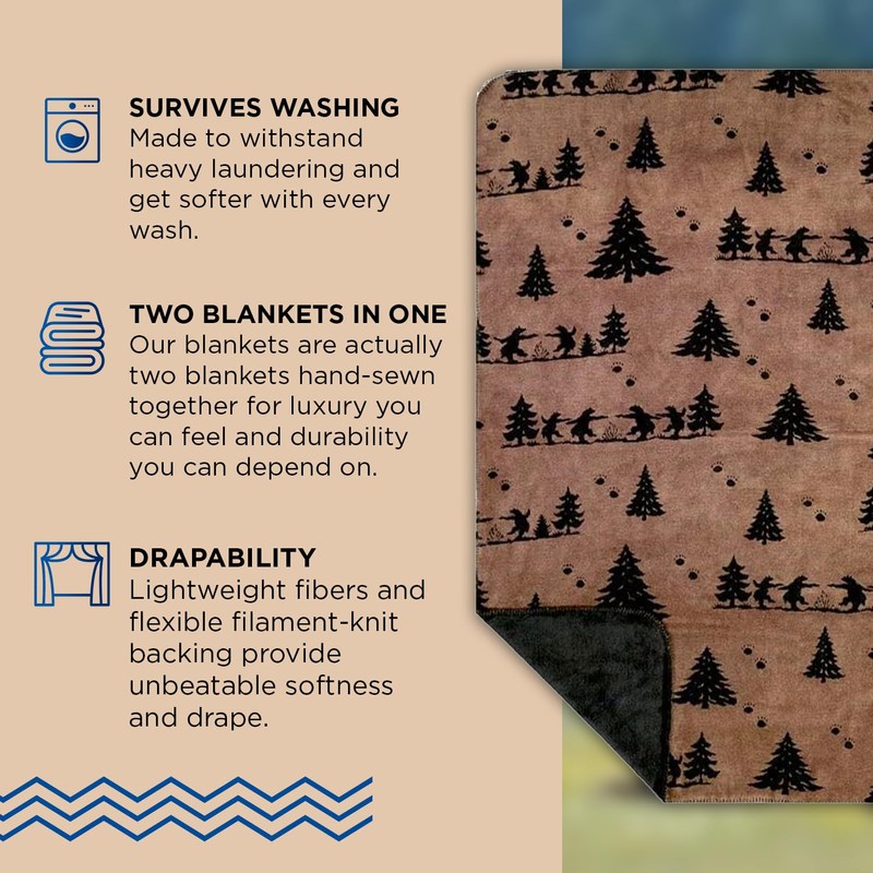 Denali Ultimate Comfort Rustic Throw Blanket with Lightweight Microplush Acrylic