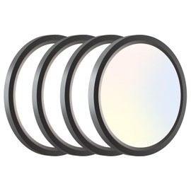 zemty 4Pack LED Ceiling Light Fixture 6.5 Inch, 12W 1200lm Ceiling Mount Light Fixtures, Adjustable 3000K 4000K 6500K, Round Flat Ceiling Lamp for Bathroom Closet Hallway Laundry (Black)